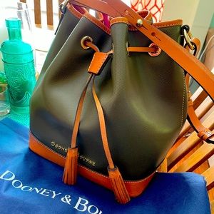 Dooney & Bourke leather draw string bag.